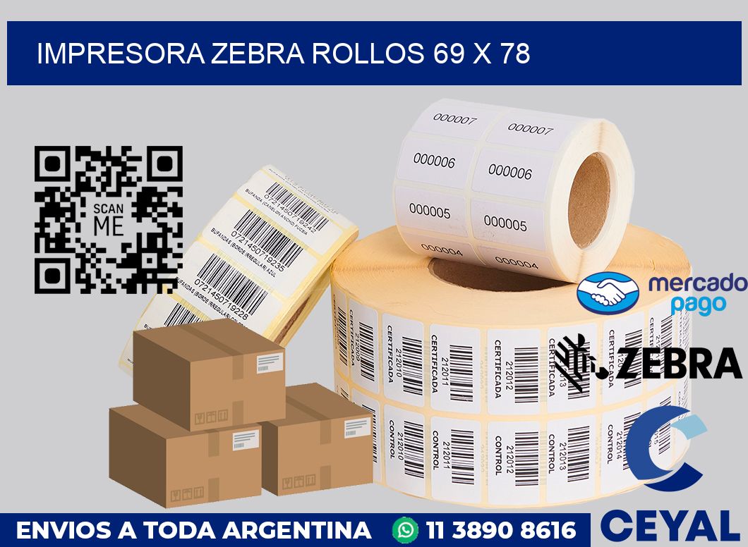 Impresora Zebra rollos 69 x 78