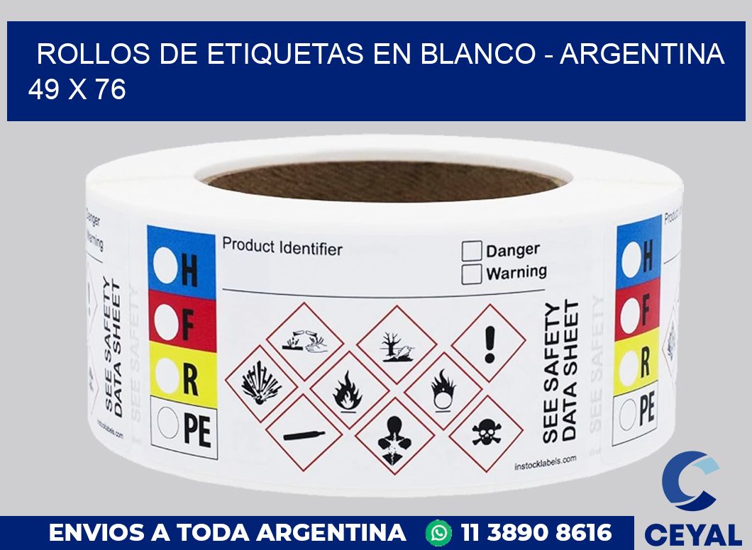 Rollos de etiquetas en blanco – Argentina 49 x 76