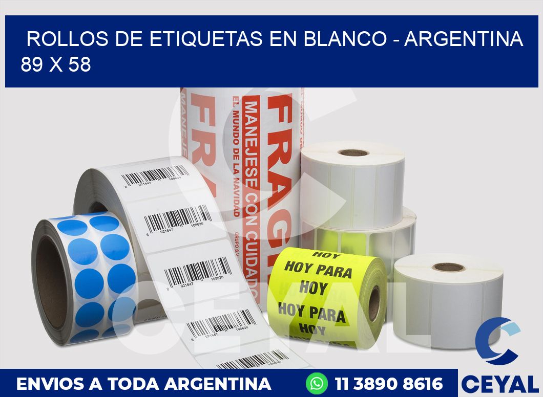 Rollos de etiquetas en blanco - Argentina 89 x 58