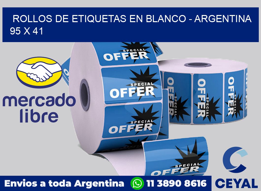 Rollos de etiquetas en blanco - Argentina 95 x 41
