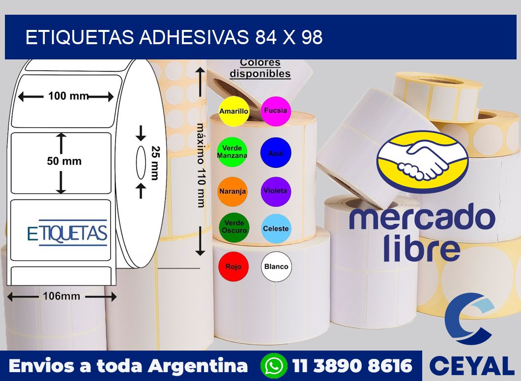 etiquetas adhesivas 84 x 98