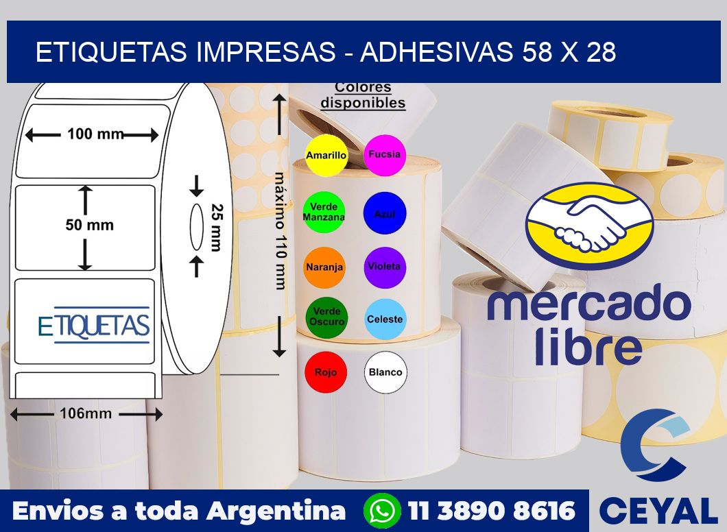 etiquetas impresas - Adhesivas 58 x 28