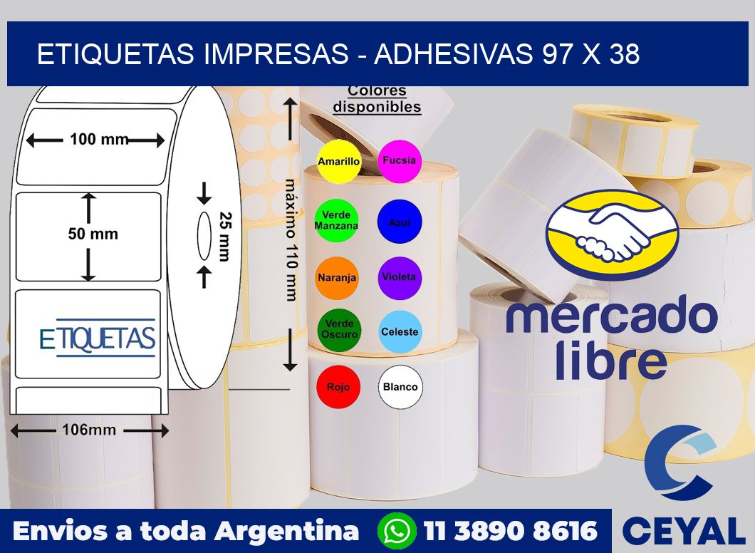 etiquetas impresas - Adhesivas 97 x 38