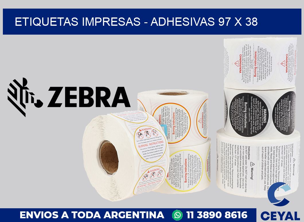 etiquetas impresas - Adhesivas 97 x 38