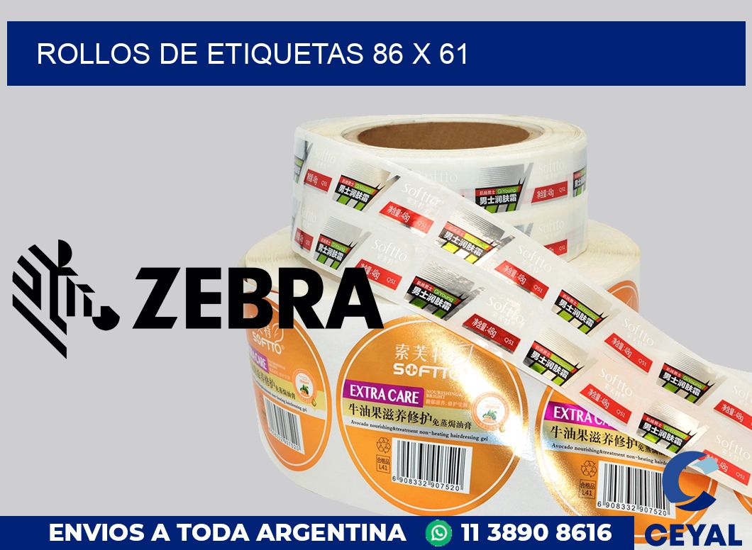 rollos de etiquetas 86 x 61