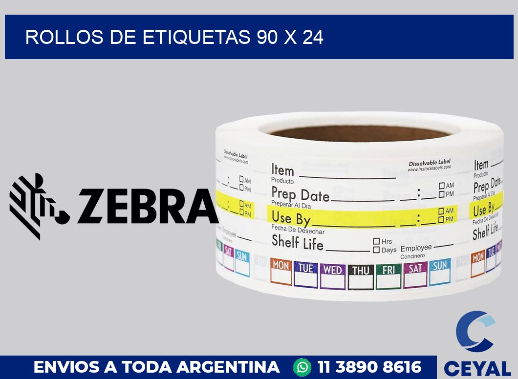 rollos de etiquetas 90 x 24