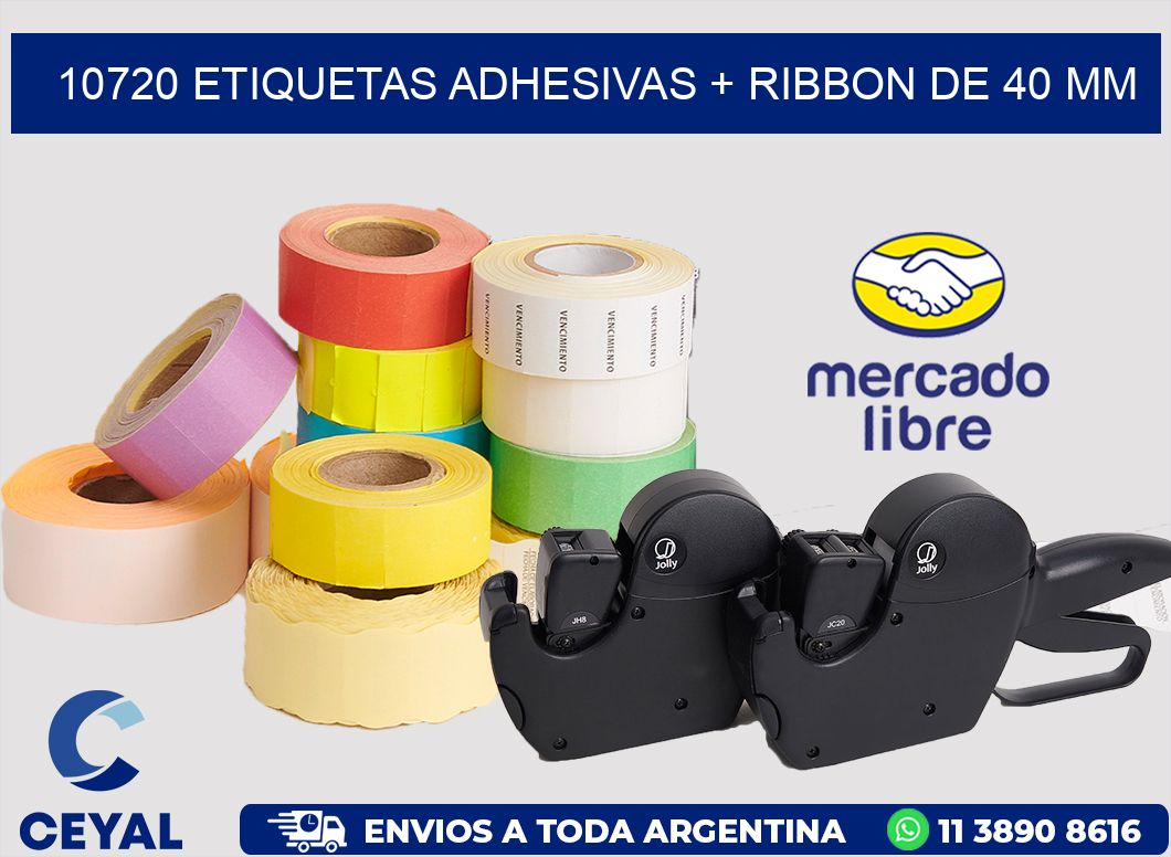 10720 ETIQUETAS ADHESIVAS + RIBBON DE 40 MM