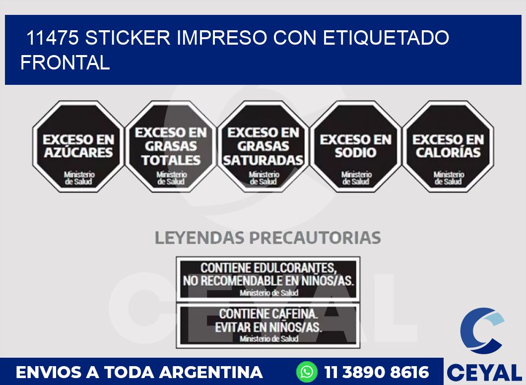 11475 STICKER IMPRESO CON ETIQUETADO FRONTAL