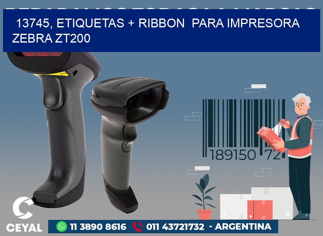 13745, etiquetas + ribbon  para impresora zebra ZT200