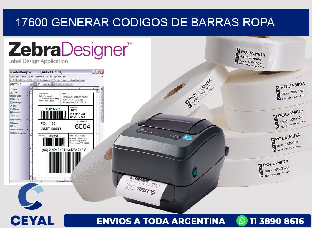 17600 GENERAR CODIGOS DE BARRAS ROPA