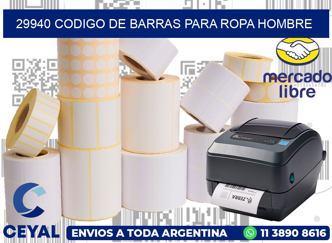 29940 CODIGO DE BARRAS PARA ROPA HOMBRE