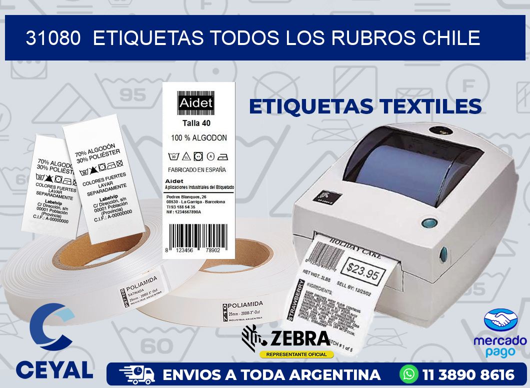 31080 ETIQUETAS TODOS LOS RUBROS CHILE