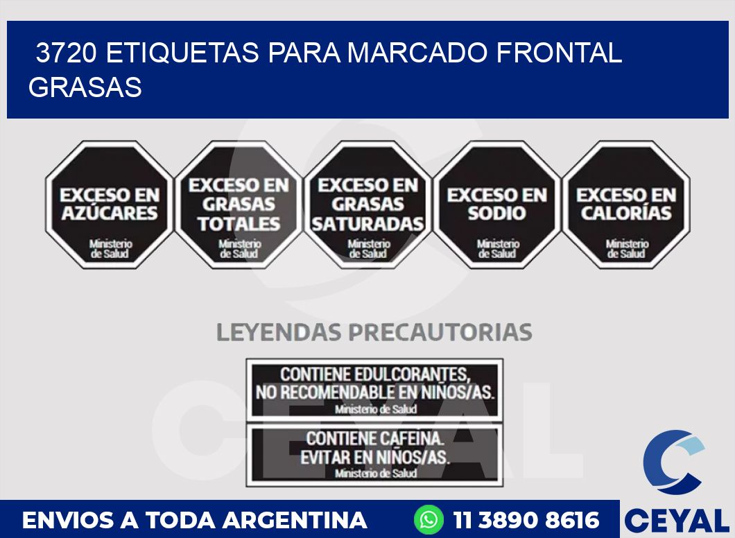 3720 ETIQUETAS PARA MARCADO FRONTAL GRASAS