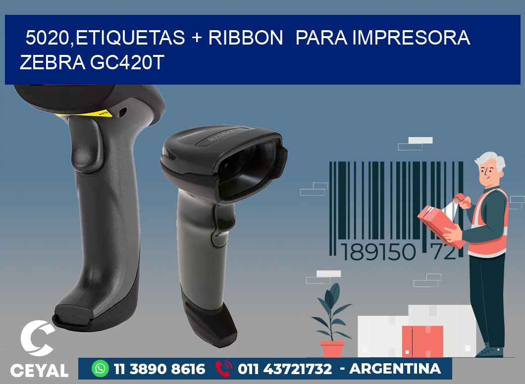 5020,etiquetas + ribbon  para impresora zebra GC420T