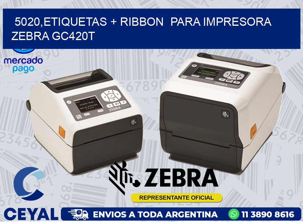 5020,etiquetas + ribbon  para impresora zebra GC420T