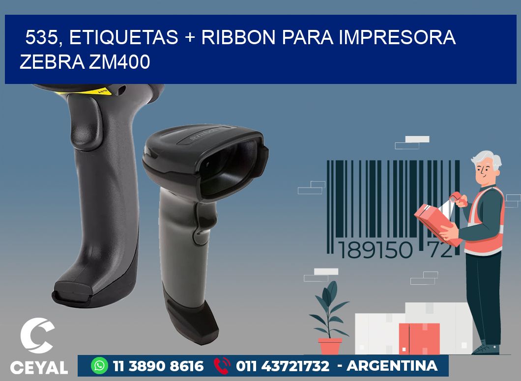 535, etiquetas + ribbon para impresora zebra ZM400
