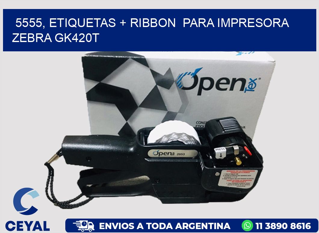 5555, etiquetas + ribbon para impresora zebra GK420T