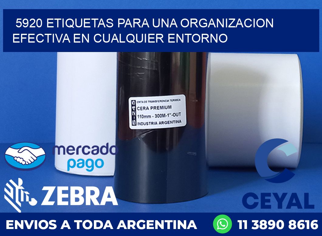 5920 ETIQUETAS PARA UNA ORGANIZACION EFECTIVA EN CUALQUIER ENTORNO
