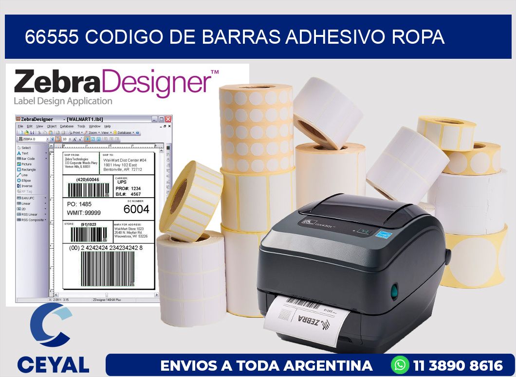 66555 CODIGO DE BARRAS ADHESIVO ROPA