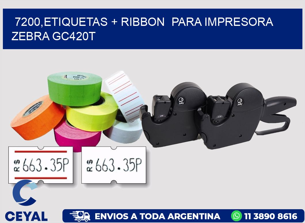 7200,etiquetas + ribbon para impresora zebra GC420T