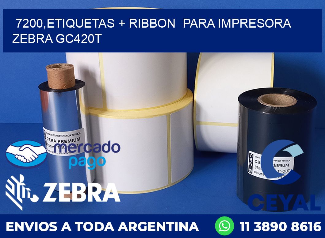 7200,etiquetas + ribbon para impresora zebra GC420T