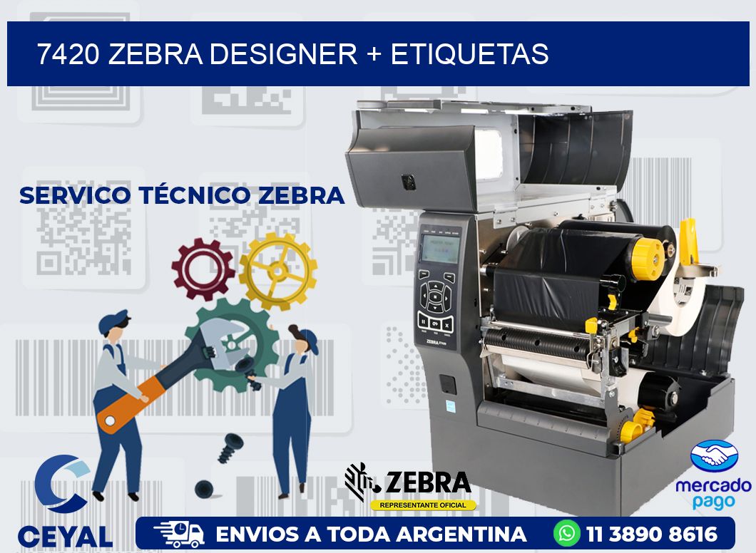 7420 ZEBRA DESIGNER + ETIQUETAS