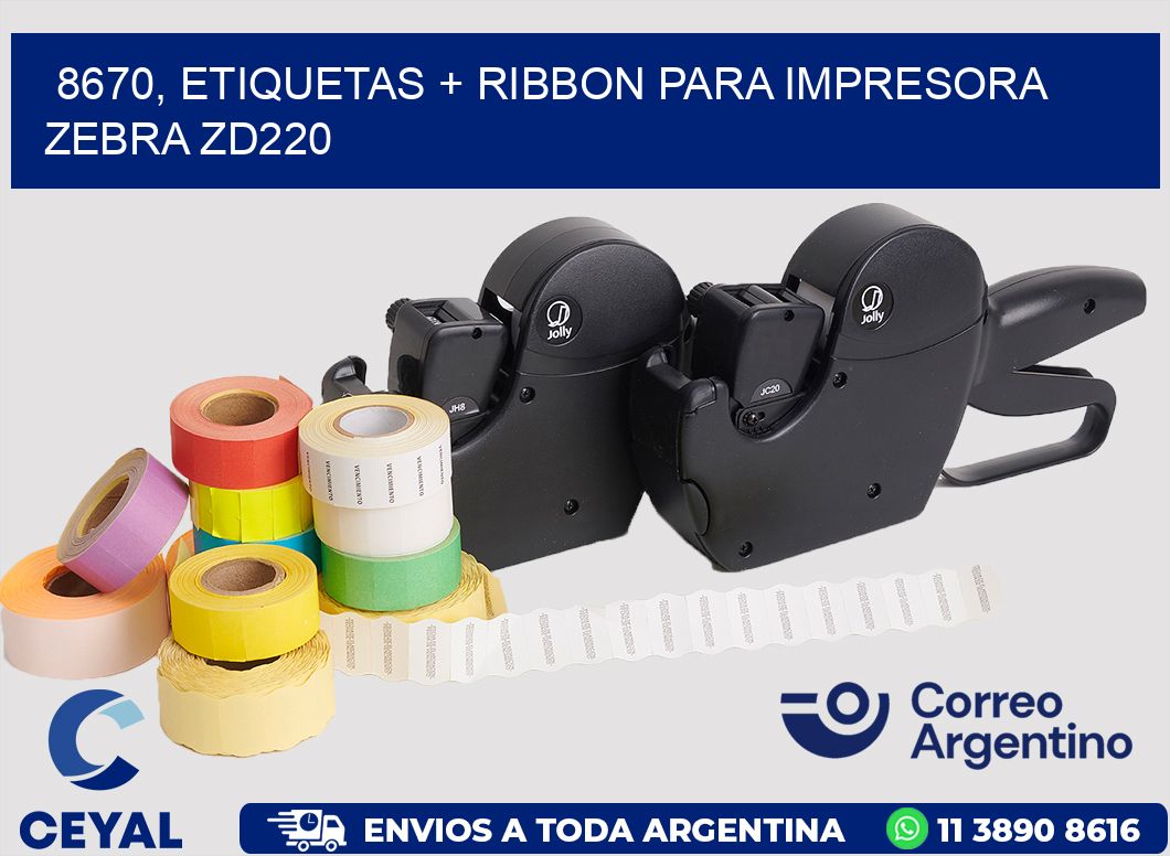 8670, etiquetas + ribbon para impresora zebra zd220