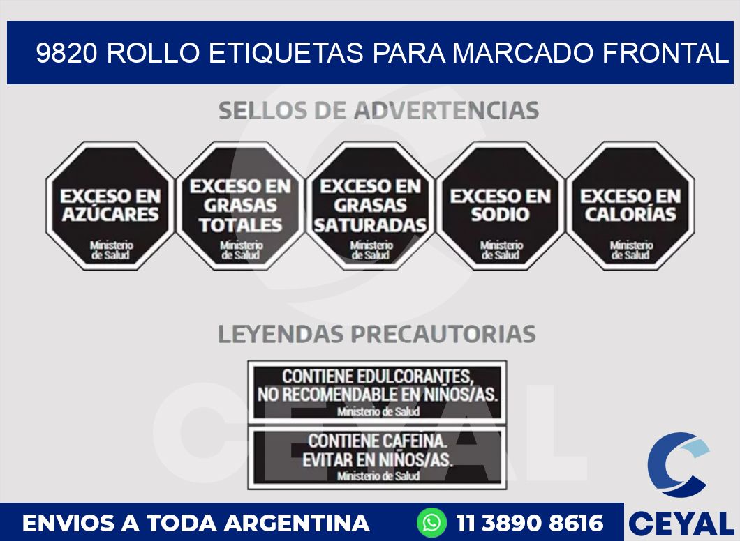 9820 ROLLO ETIQUETAS PARA MARCADO FRONTAL