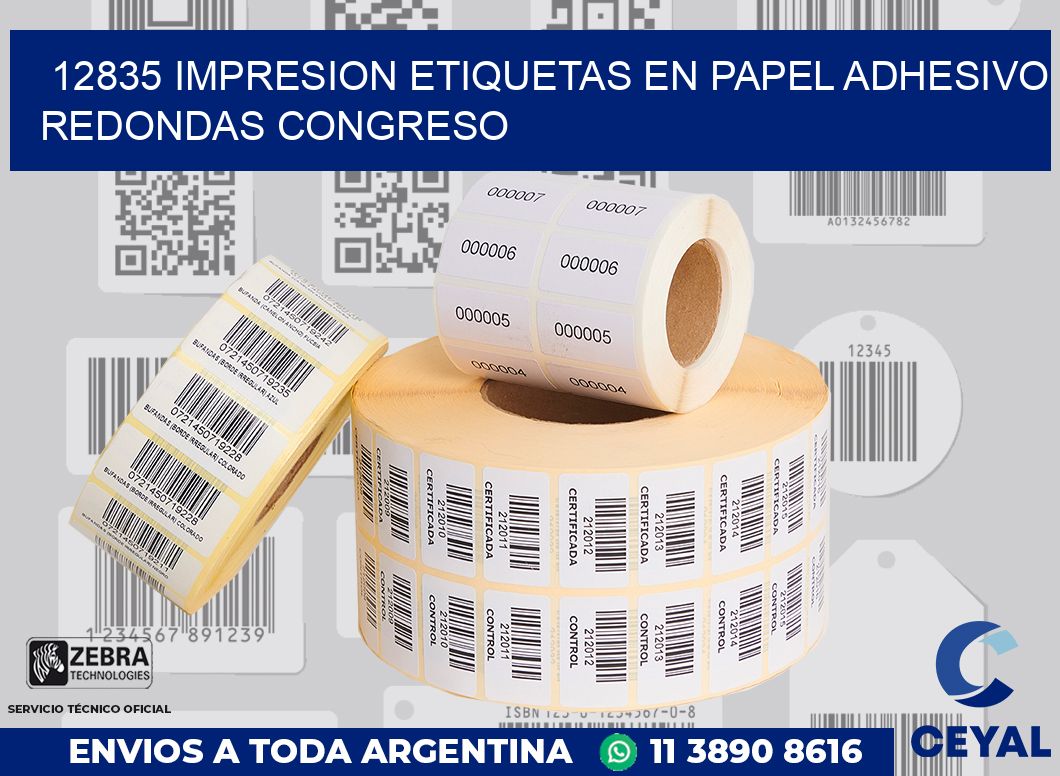12835 IMPRESION ETIQUETAS EN PAPEL ADHESIVO REDONDAS CONGRESO