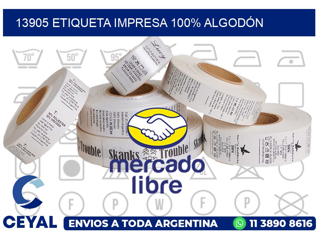 13905 ETIQUETA IMPRESA 100% ALGODÓN