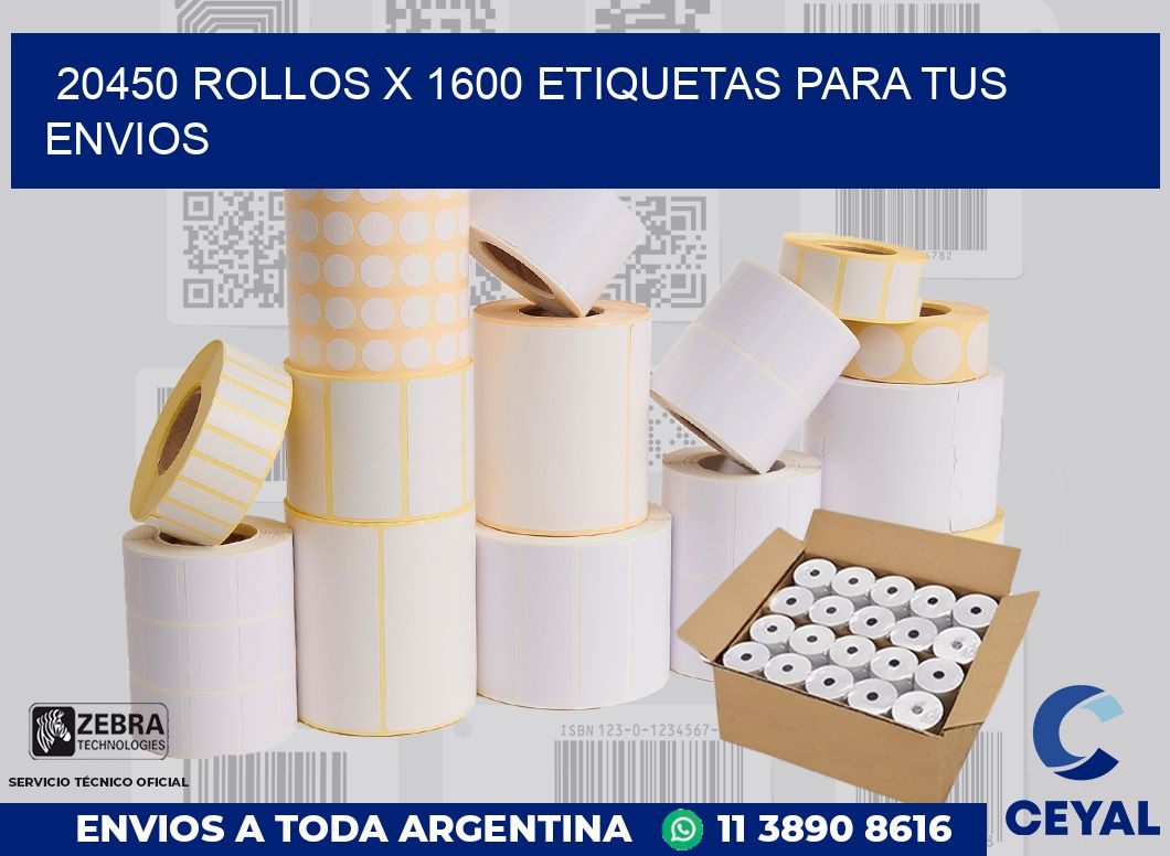 20450 Rollos x 1600 etiquetas para tus envios