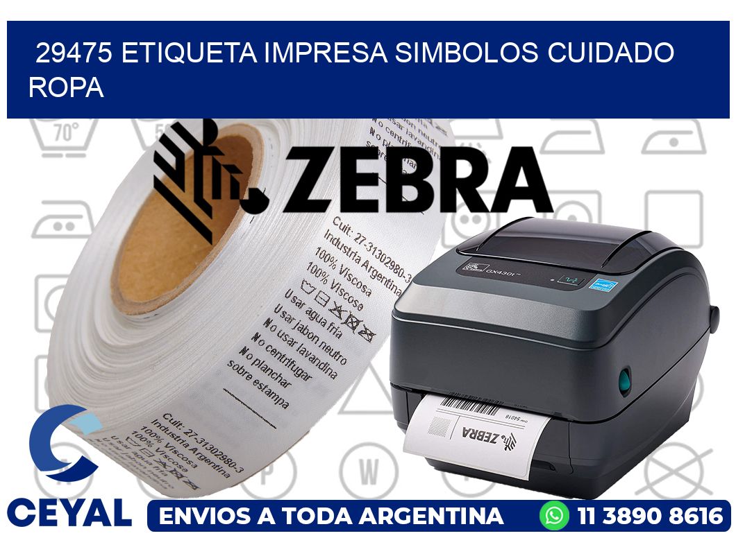 29475 ETIQUETA IMPRESA SIMBOLOS CUIDADO ROPA