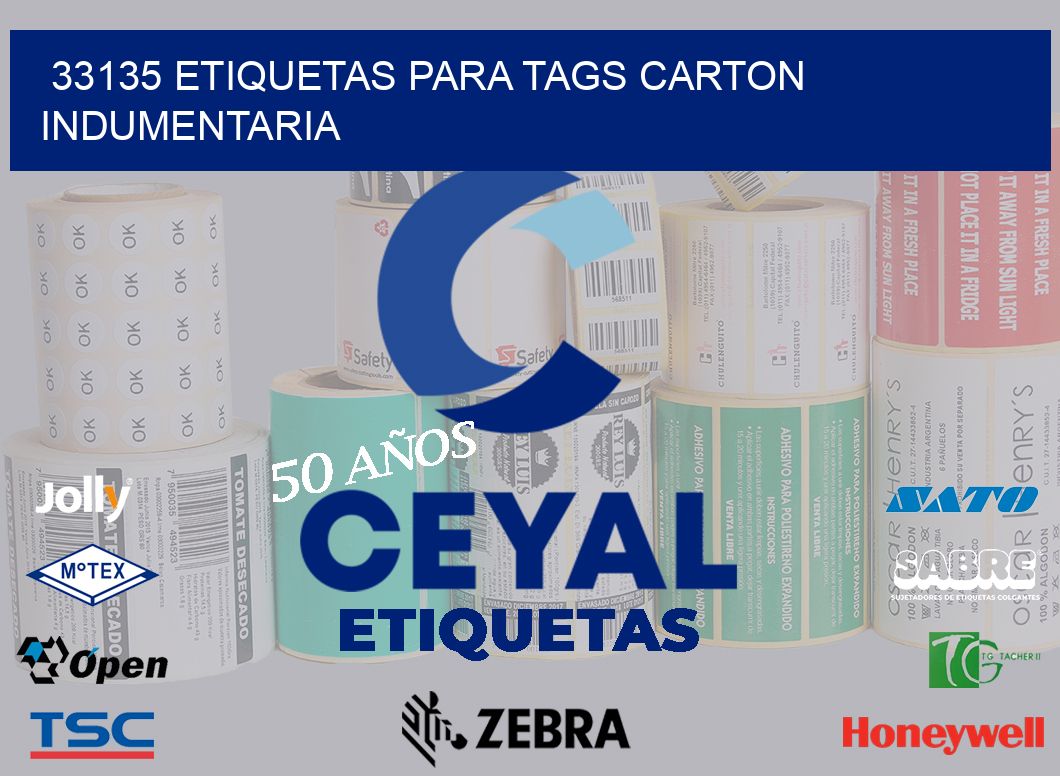 33135 ETIQUETAS PARA TAGS CARTON INDUMENTARIA