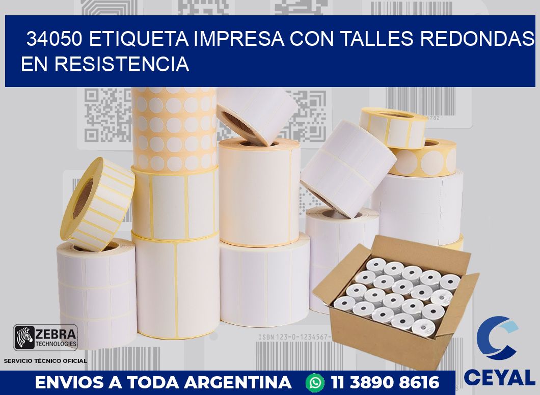 34050 ETIQUETA IMPRESA CON TALLES REDONDAS EN RESISTENCIA