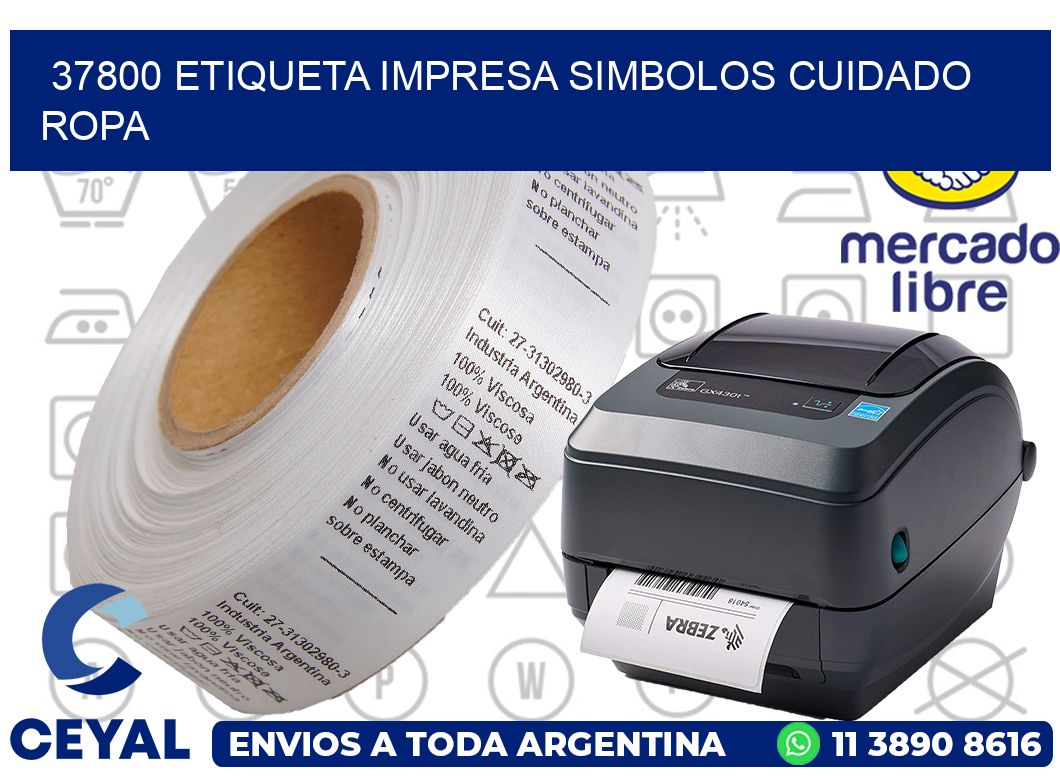 37800 ETIQUETA IMPRESA SIMBOLOS CUIDADO ROPA