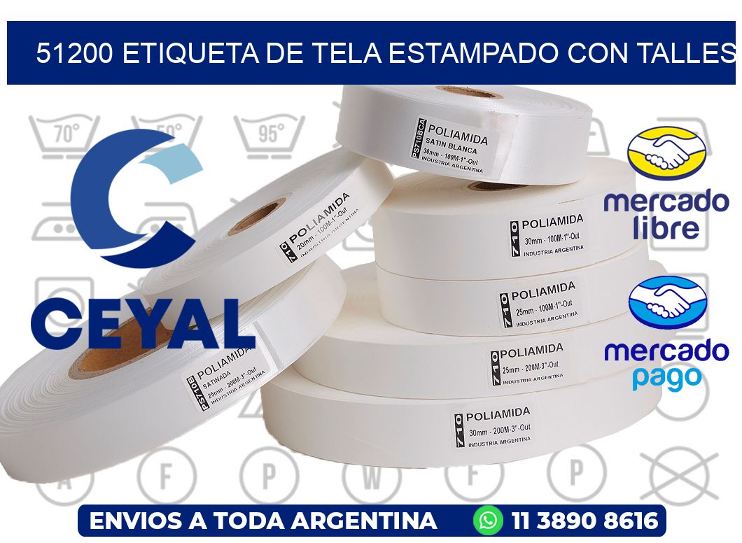 51200 ETIQUETA DE TELA ESTAMPADO CON TALLES