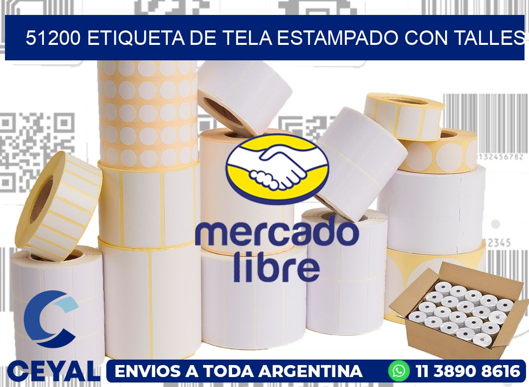 51200 ETIQUETA DE TELA ESTAMPADO CON TALLES