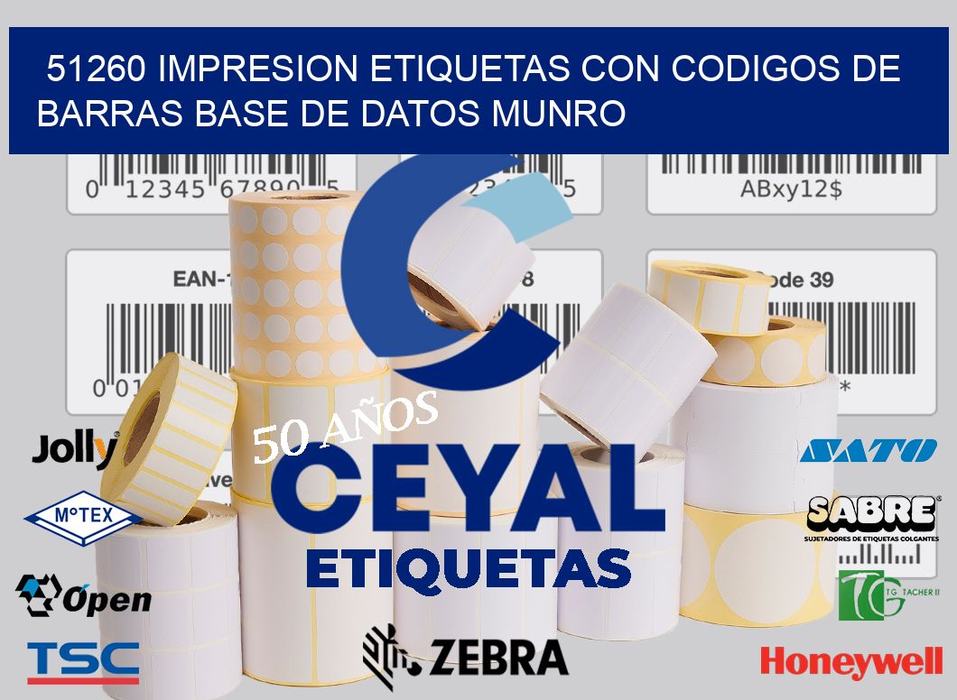 51260 IMPRESION ETIQUETAS CON CODIGOS DE BARRAS BASE DE DATOS MUNRO