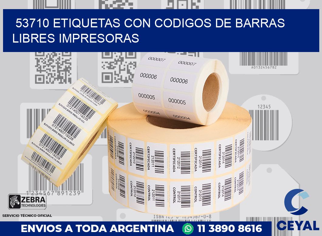 53710 ETIQUETAS CON CODIGOS DE BARRAS LIBRES IMPRESORAS