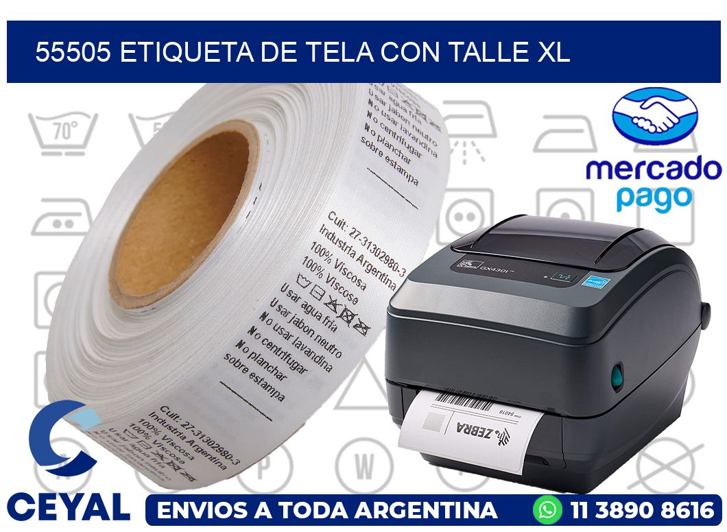 55505 ETIQUETA DE TELA CON TALLE XL