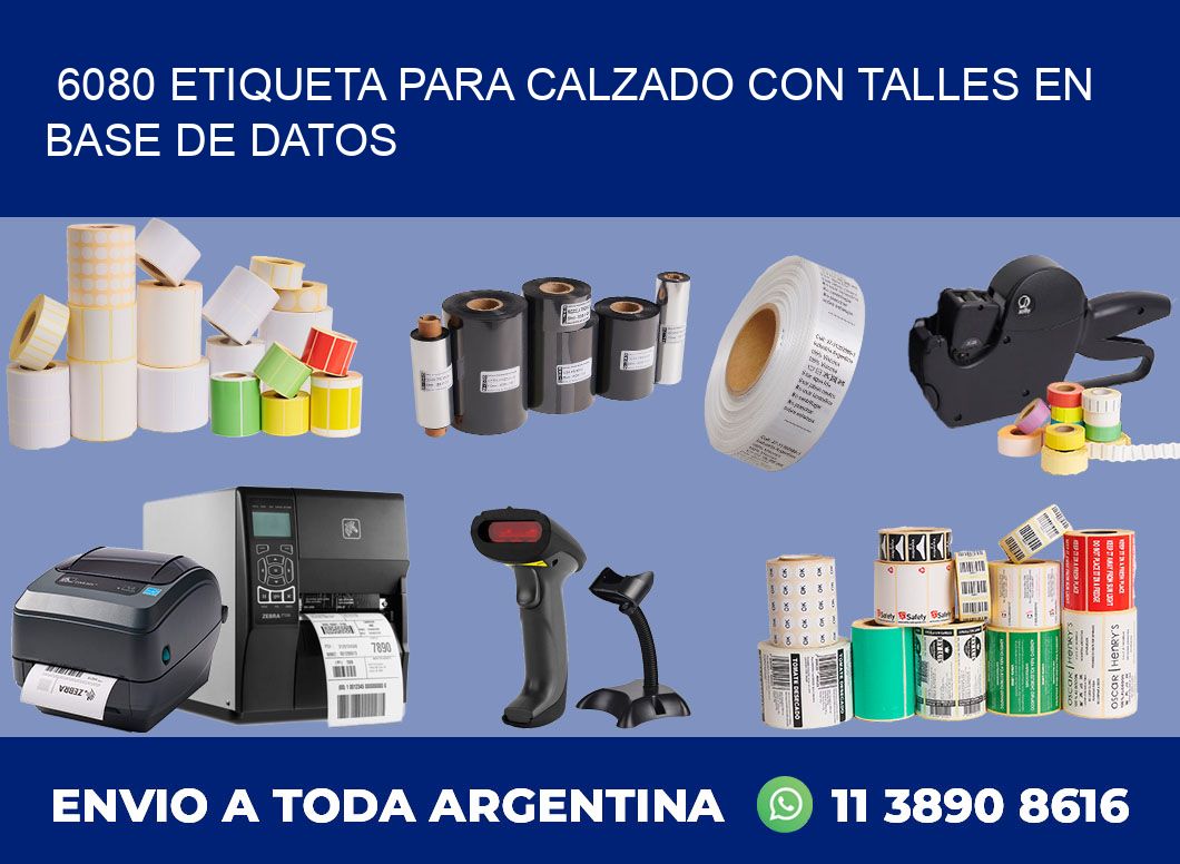 6080 ETIQUETA PARA CALZADO CON TALLES EN BASE DE DATOS