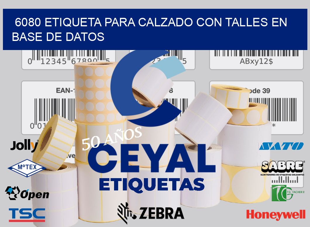 6080 ETIQUETA PARA CALZADO CON TALLES EN BASE DE DATOS