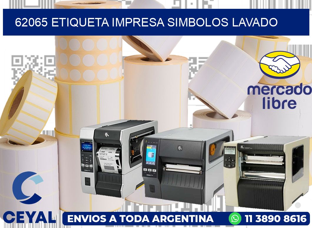 62065 ETIQUETA IMPRESA SIMBOLOS LAVADO
