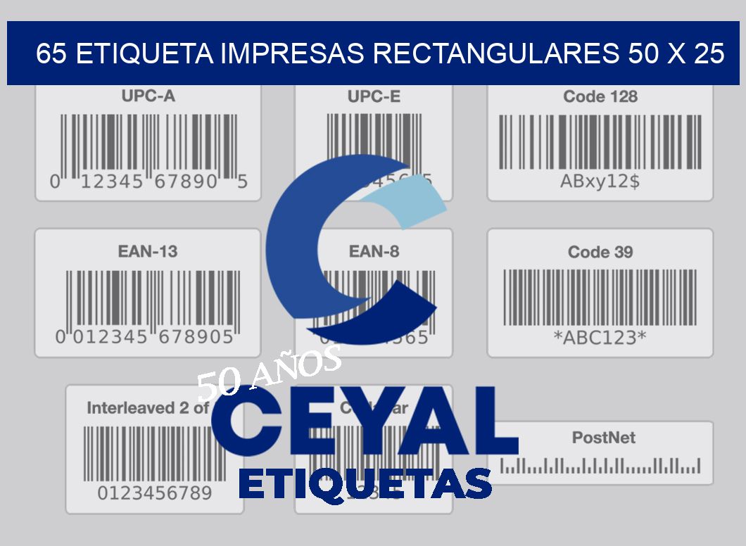 65 ETIQUETA IMPRESAS RECTANGULARES 50 X 25