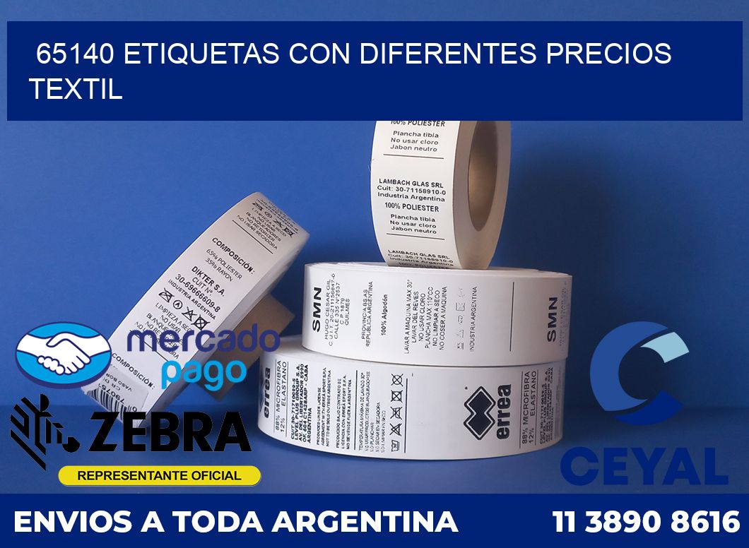 65140 ETIQUETAS CON DIFERENTES PRECIOS TEXTIL