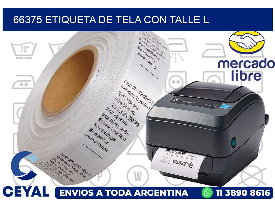 66375 ETIQUETA DE TELA CON TALLE L