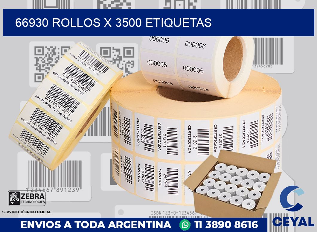 66930 Rollos x 3500 etiquetas