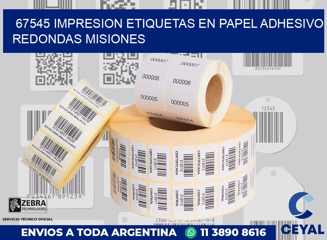 67545 IMPRESION ETIQUETAS EN PAPEL ADHESIVO REDONDAS MISIONES