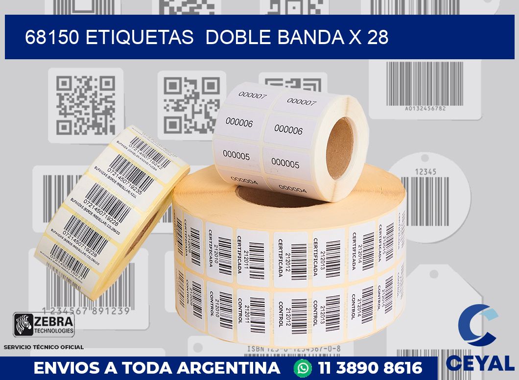 68150 etiquetas  doble banda x 28
