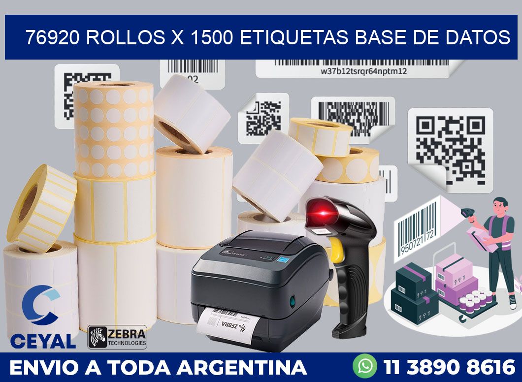 76920 Rollos x 1500 etiquetas base de datos